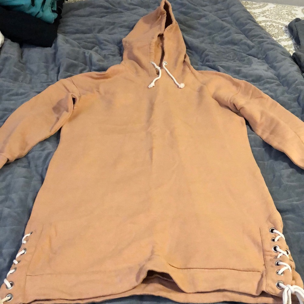 Coral sweater dress with ties